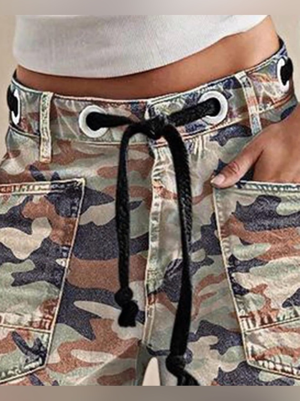 Flamingals High Rise Camo Bermuda Shorts L PS2-28 - Picture 5 of 7